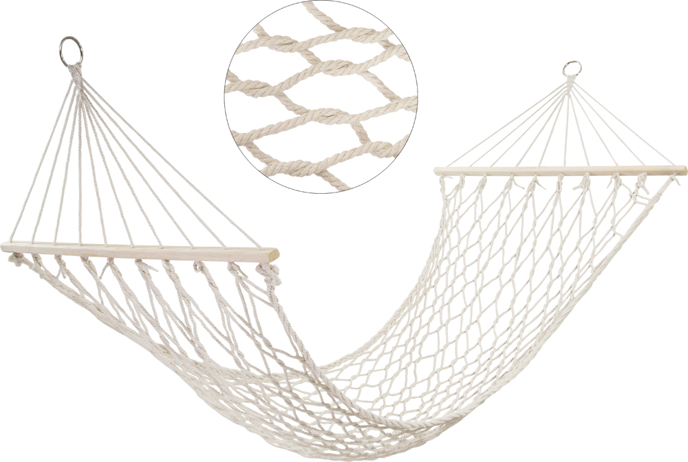 Гамак-сетка (хлопок) ham-20  200 х 80 см (дерев. планка)  (1/10) "ecos"