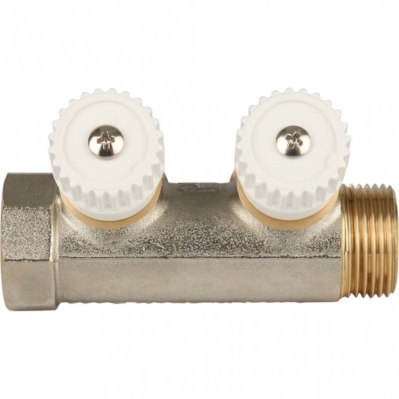 Коллектор 3/4" STOUT с вентилями на 2 выхода 3/4"ЕК