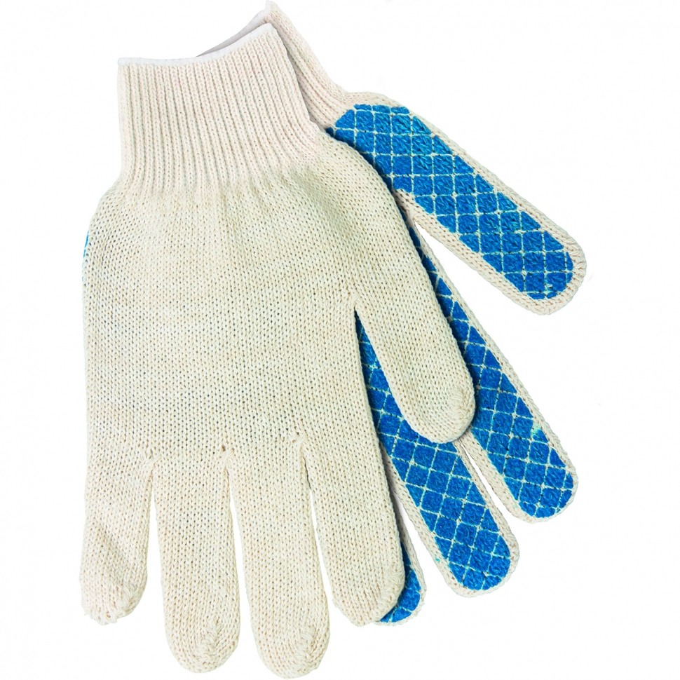 Перчатки х/б, ПВХ покрытие, "Шахматный облив", 5 пар в упаковке, 10 класс (67812)