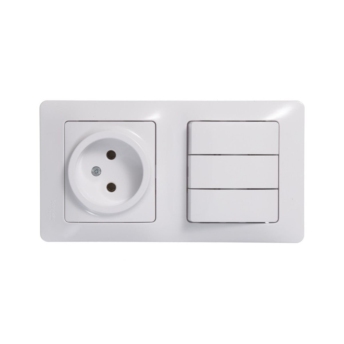 Блок комб. "glossa" з-х кл. выкл. + розетка, белый (1/9/54) "schneider"