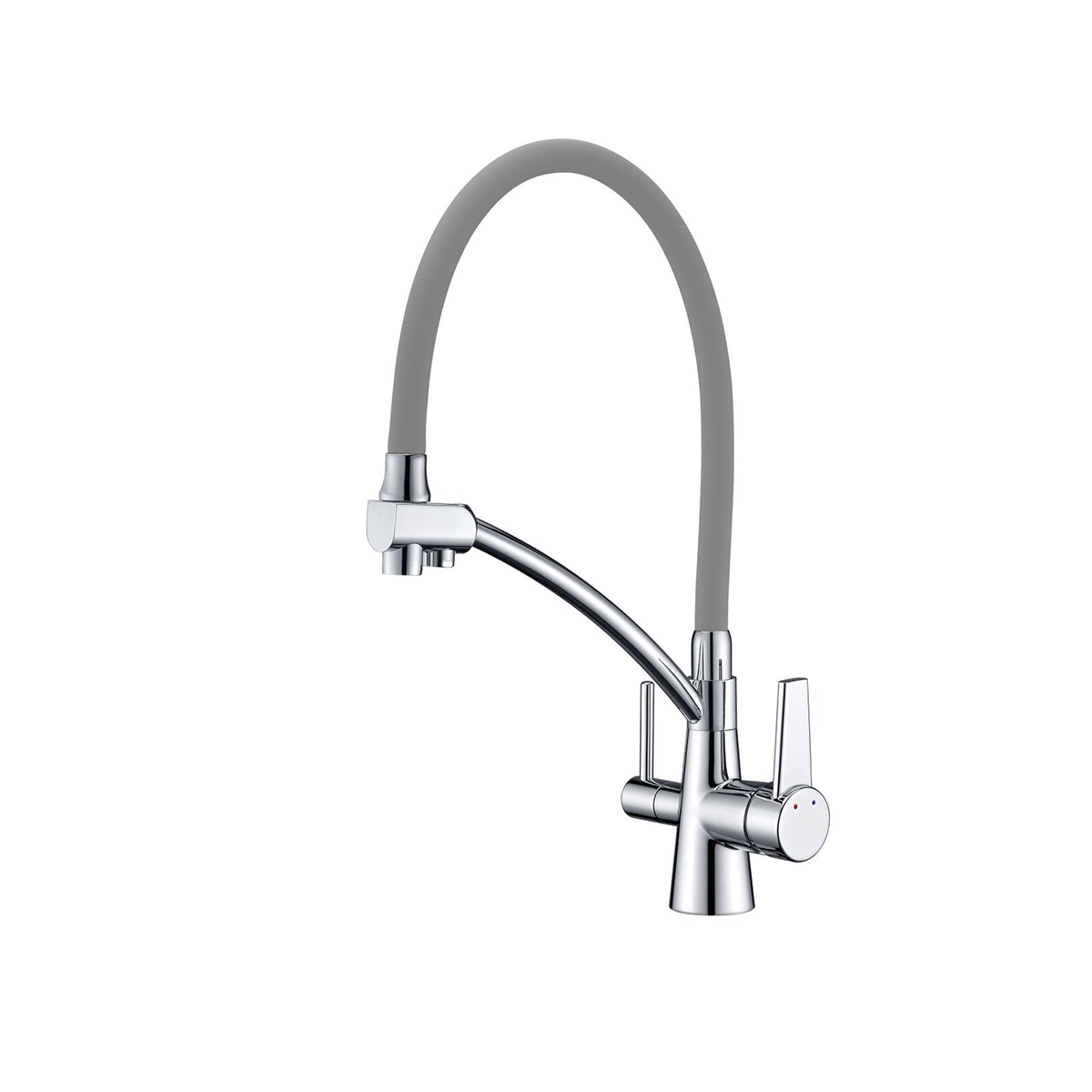 Смеситель для кухни g4398-17 гибкий излив, подключ. к фильтру, серый/хром (1/8) "gappo"