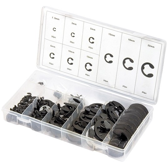 Набор стопорных колец, D 1.5-22 мм, 300 предметов Сибртех (47601)