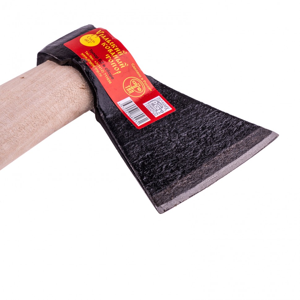 Топор кованый, в сборе, 840/1070 г, деревянное топорище, 400 мм, Б, (Ижевск) (21672)