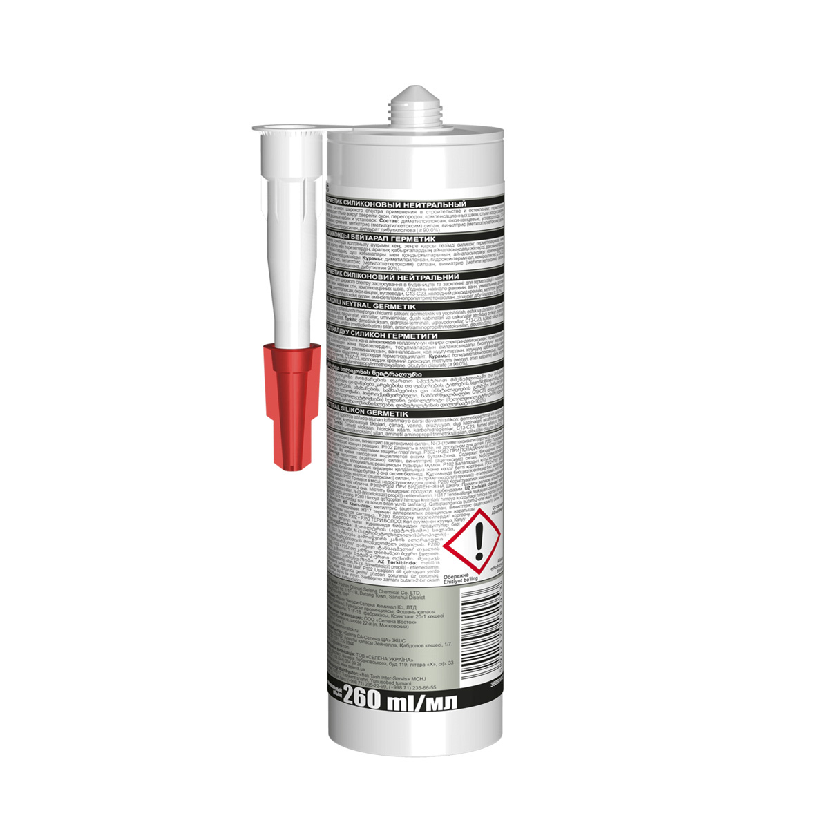 Герметик силикон. нейтральный белый 260 мл (24) "hauser"
