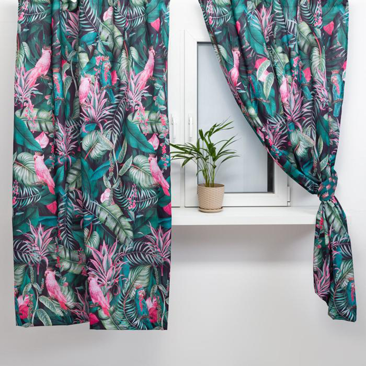 Шторы для кухни "tropical parrots" 145*180 см компл. 2 шт. с подхватами (1) "этель" 5513590