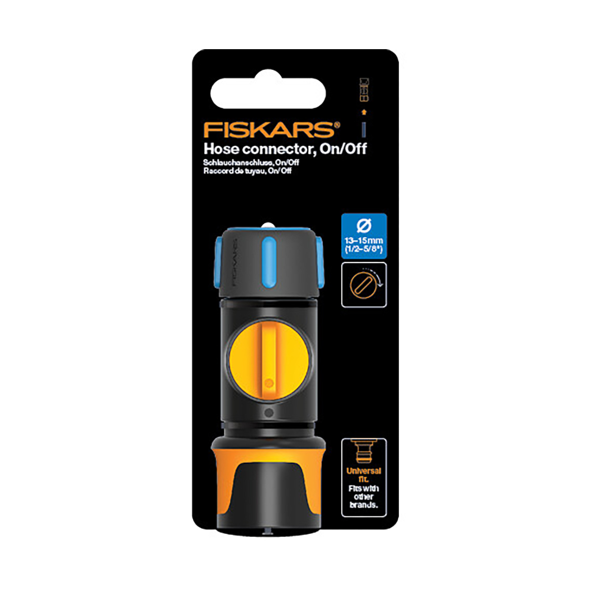 Коннектор для шлангов 1/2-5/8" с клапаном вкл/выкл (1/8) "fiskars" 1027086