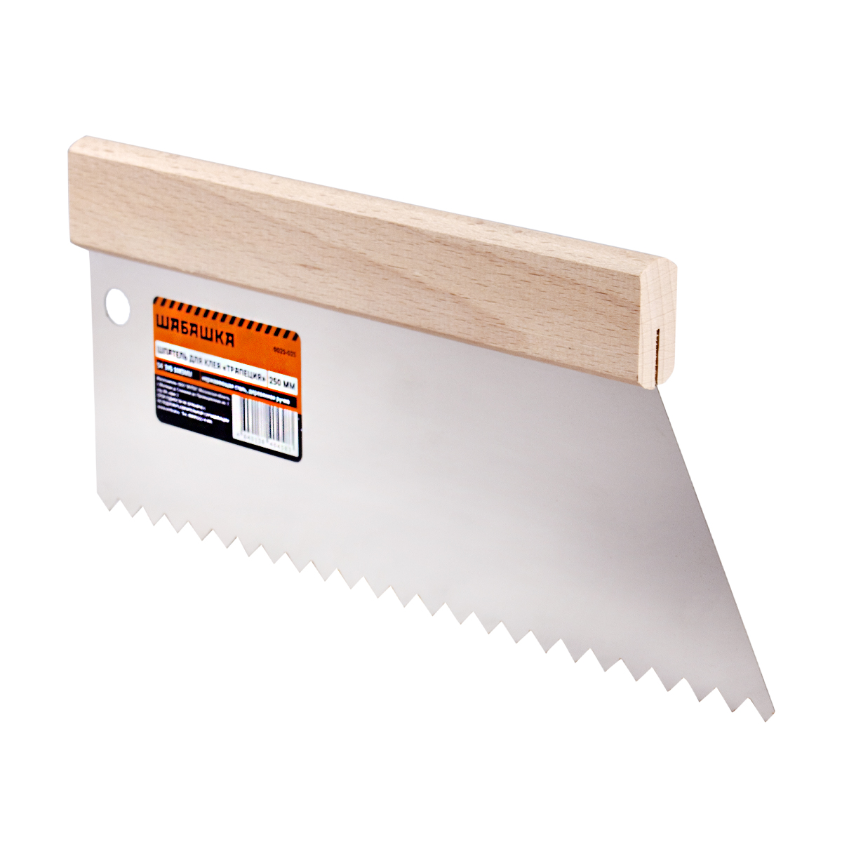 Шпатель для клея трапеция 250 мм s4 зуб 10 х 5 мм (1/25) "шабашка" 0021-025