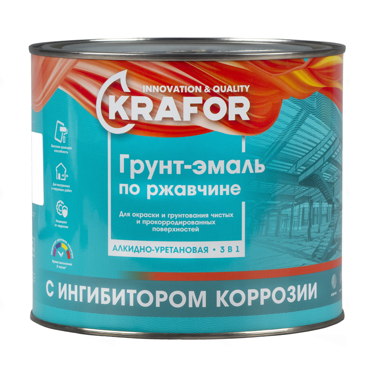 Грунт- эмаль по ржавчине белая  1,9 кг (1/6) "krafor"