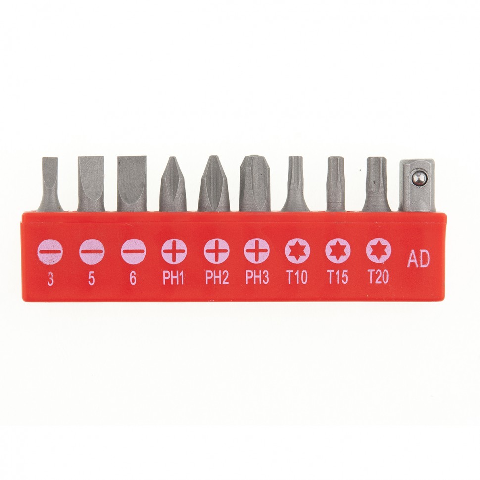 Отвертка с набором бит, 11 шт, Fusion, CrV, трехкомпонентная рукоятка "Anti slip" Matrix (11453)