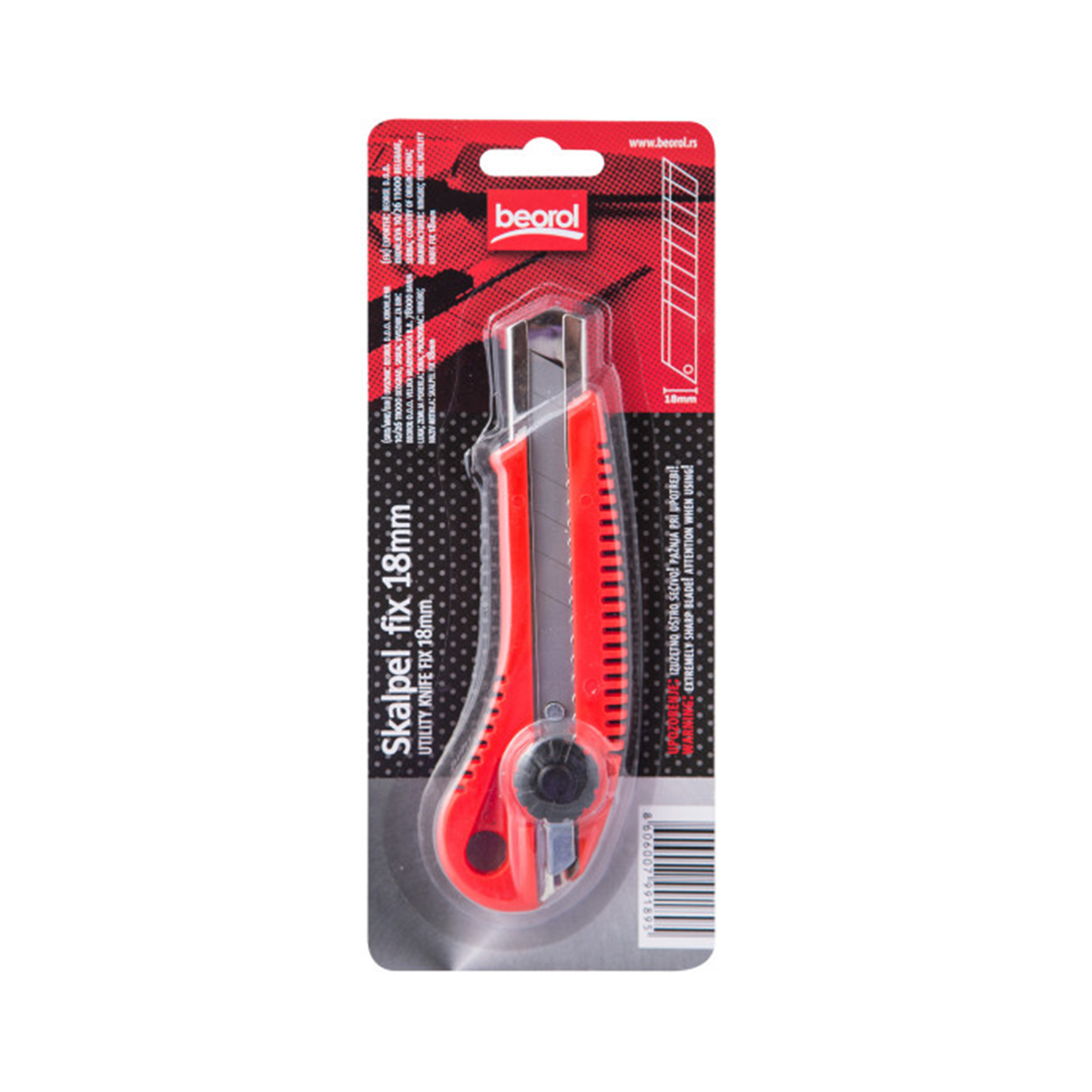 Нож пистолетный 18 мм, винт. фиксатор (1/12/240) "beorol"