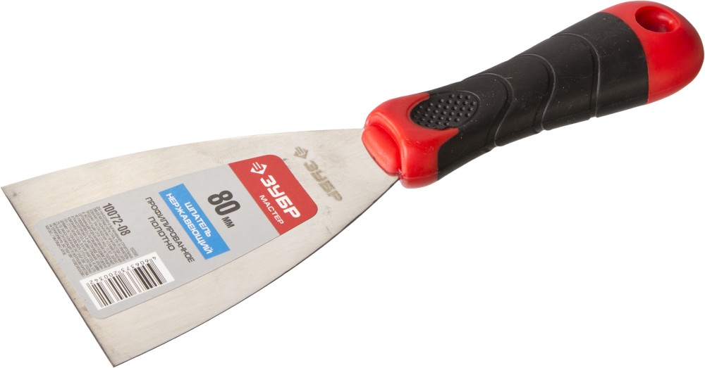 ЗУБР 80 мм, профилированное полотно, двухкомпонентная ручка, нержавеющий, шпатель (10072-08)