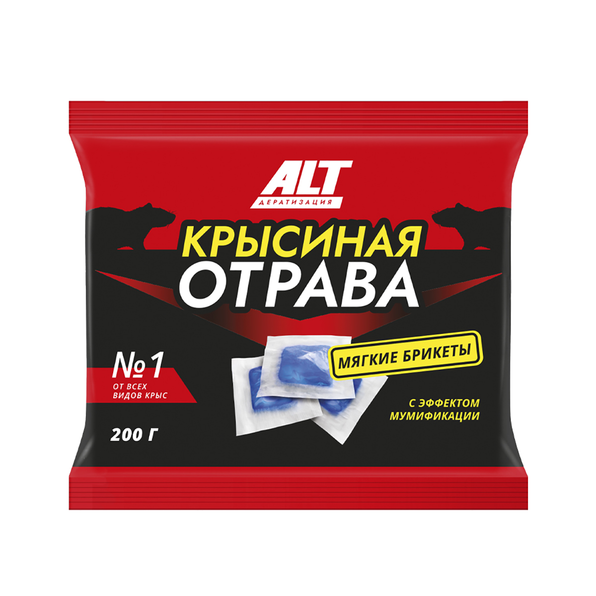Средство от крыс "крысиная отрава №1" тесто-сырные брикеты 200 г (1/50) "alt"