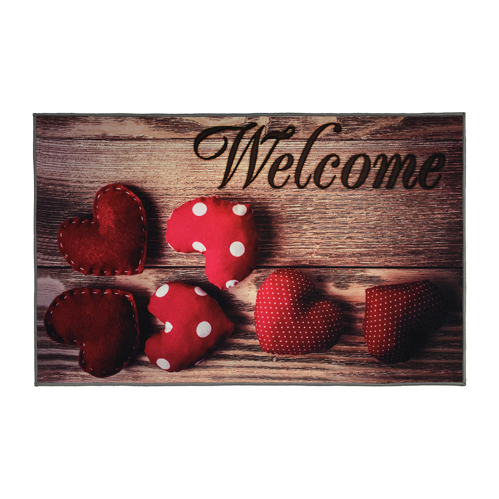 Коврик влаговпитывающий "velur" 50*80 см "welcome", коллаж с сердцами (1/10) "vortex" 24243