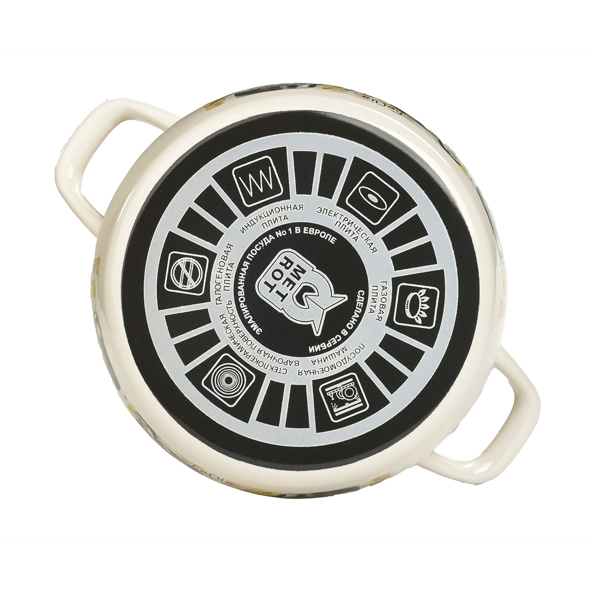 Кастрюля эмалиров. "гурман" 2,4 л, 16 см стекл. крышка (1/8) "metrot"