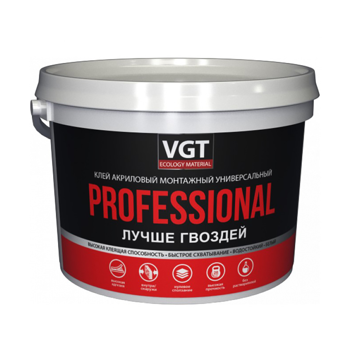 Клей монтажный универсальный акриловый белый "professional" 6 кг (1) "вгт"