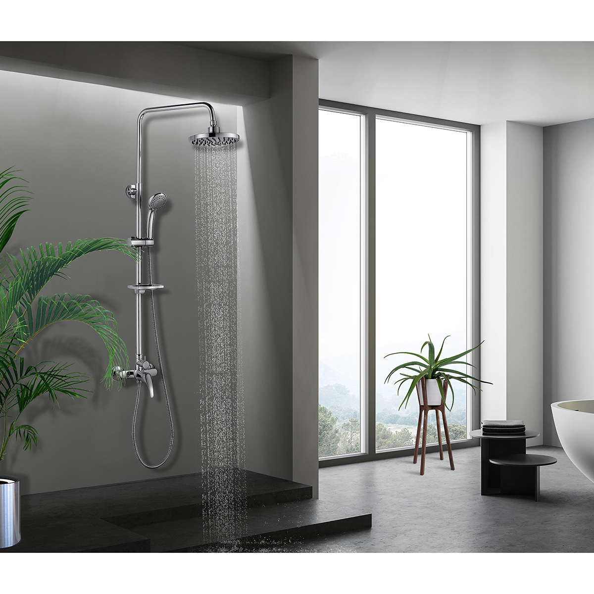 Душевая система  a35-45  лейка 3 реж., верх. душ "тропич. дождь" (1/4) "rossinka"