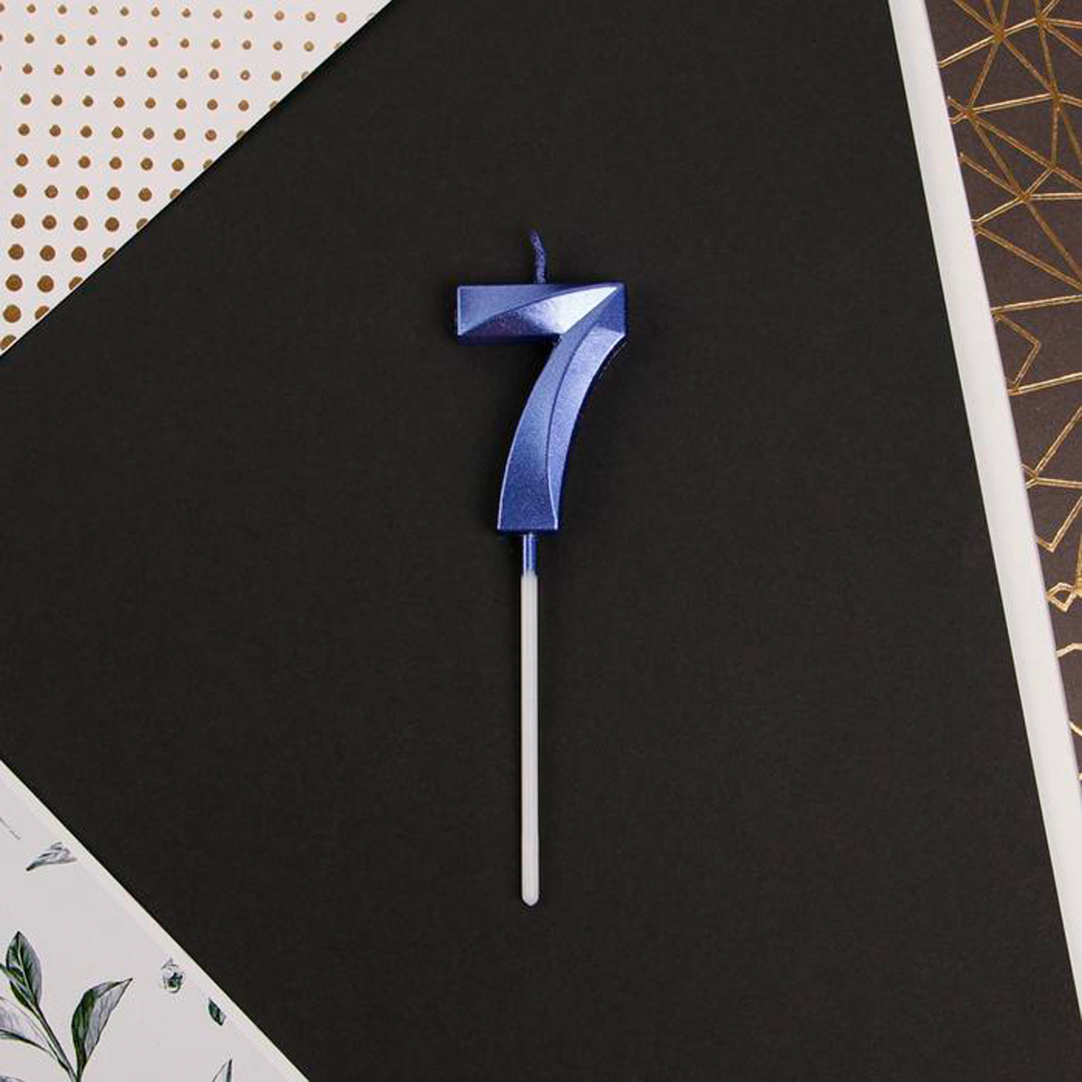 Свеча для торта цифра "7" 5*12 см голубая (1/600) "страна карнавалия" 6779331