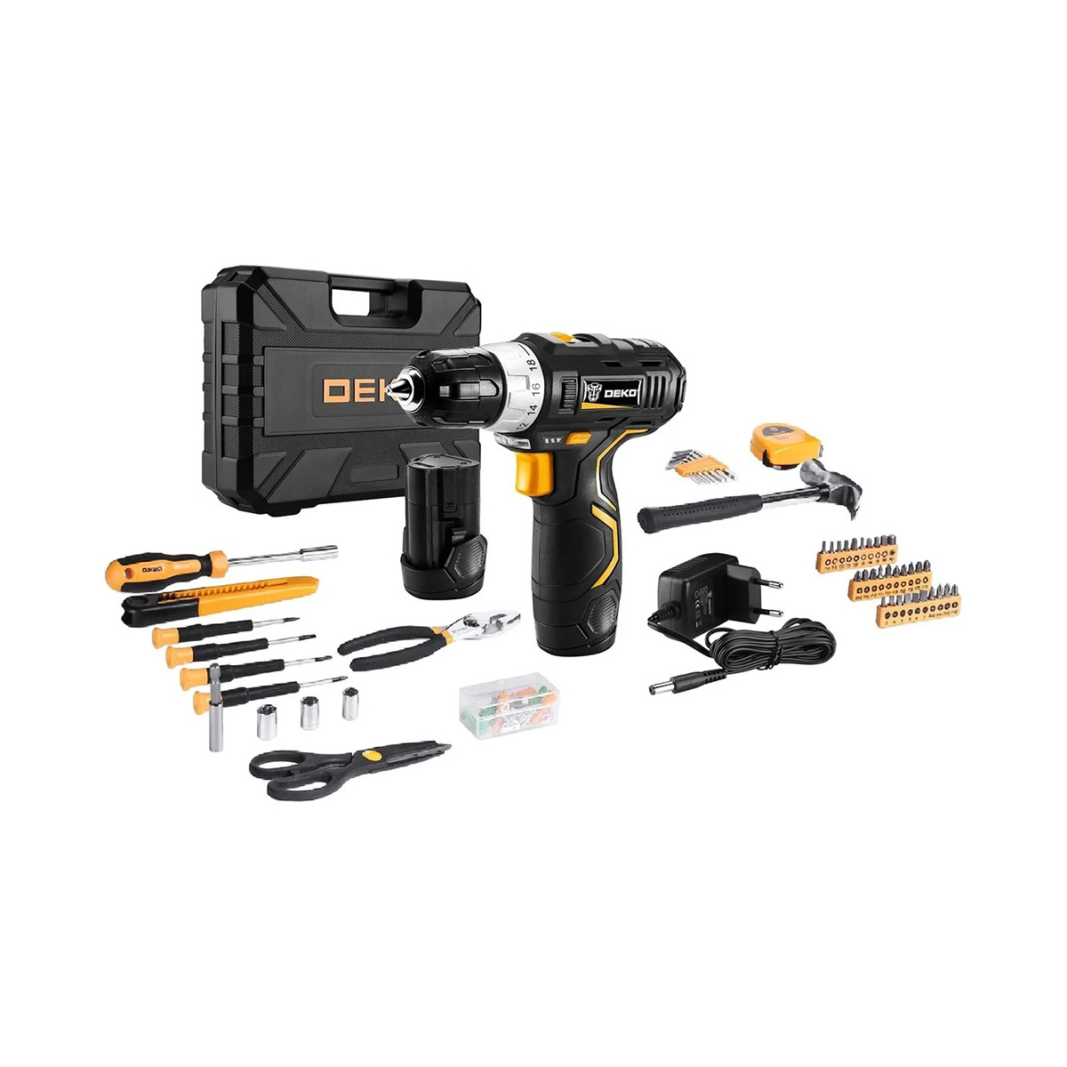 Дрель-шуруповерт аккум. gcd12du3 с набором инструментов 104 предм., 2 аккум. (1) "deko" 063-4133
