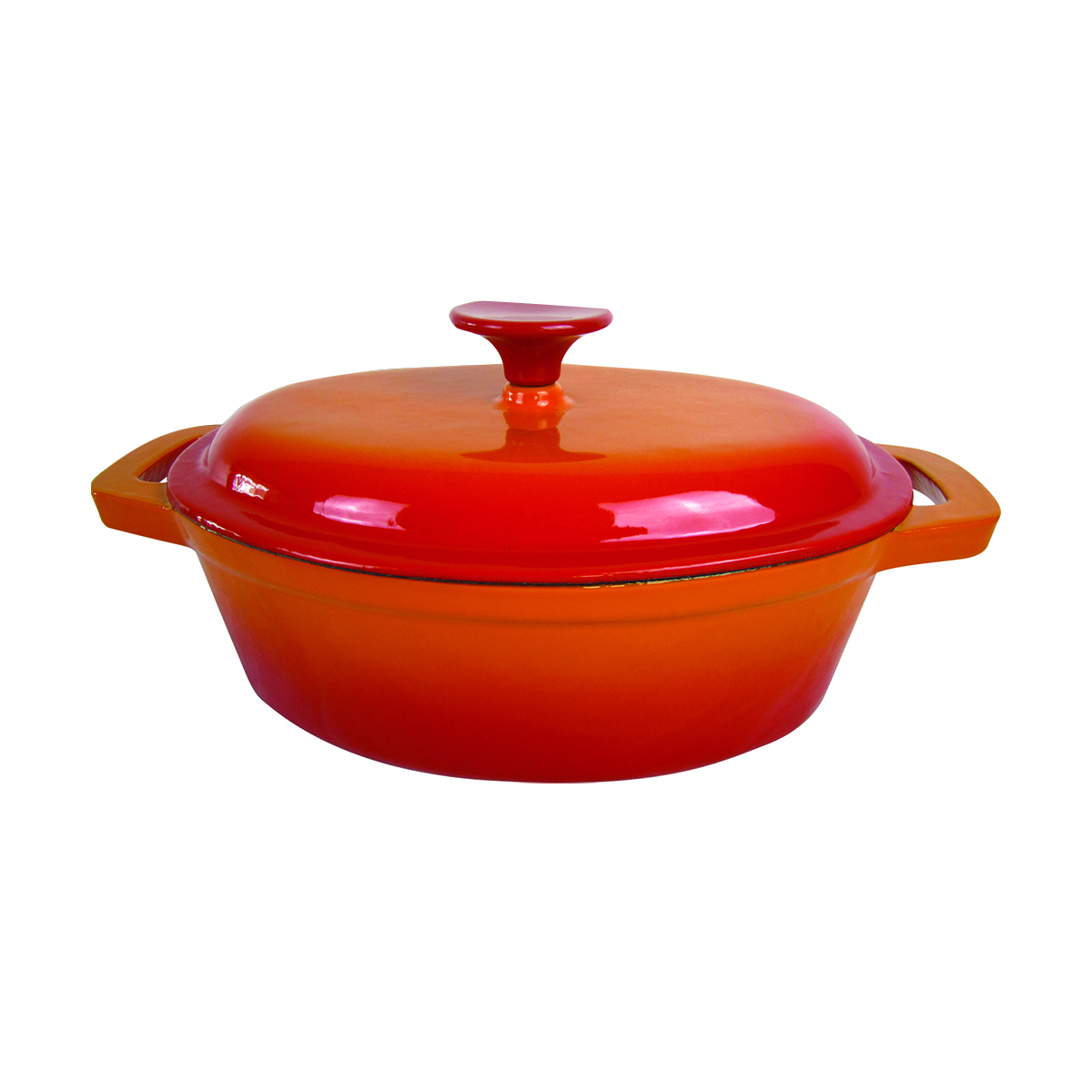 Кастрюля-утятница чугун. 2,1 л эмалиров. (оранжев.) (1/2) "mallony" oce-24