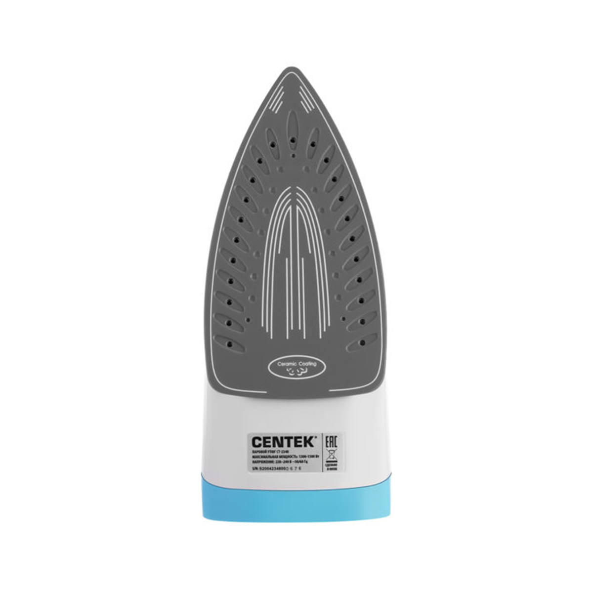 Утюг ct-2348 blue 1800 вт, подошва керамич. (1/10) "centek"