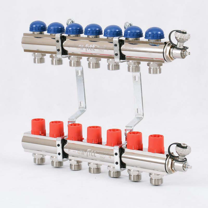 Колл. группа UNI-FITT 1"x3/4" ЕК 7 выходов с регулировочными и термостатическими вентилями