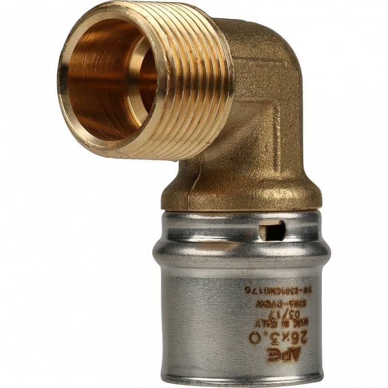 Угол переходной под пресс (НР) 26 х 3/4" STOUT для МП труб