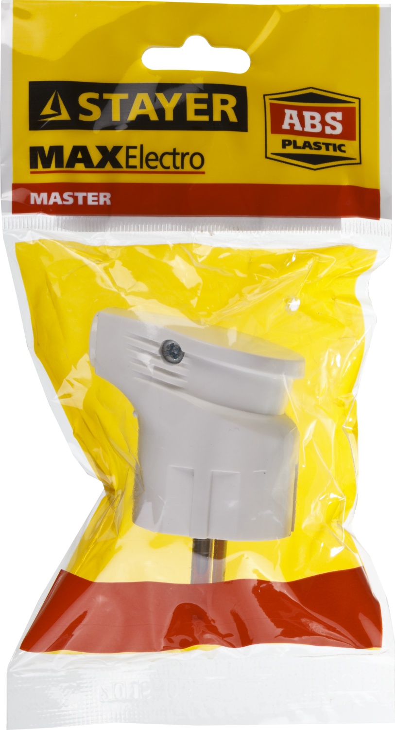STAYER MAXElectro, белая, 16 А/220 В, 1300 Вт, угловая вилка (55161-W)