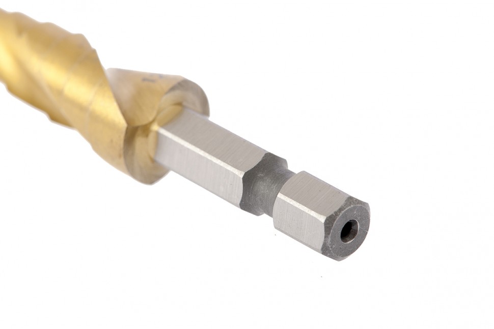 Сверло ступенчатое 4-5-6-7-8-9-10-11-12 мм, HSS, спиральный профиль, шестигранный хвостовик Matrix (72353)