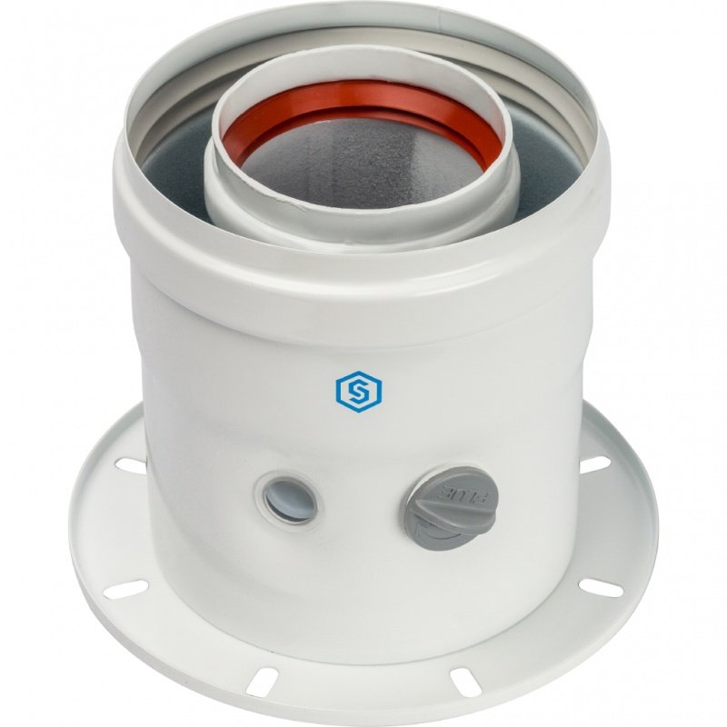 Адаптер вертикальный 60 х 100 для коаксиальных дымоходов (совместим с BOSCH, Buderus) STOUT