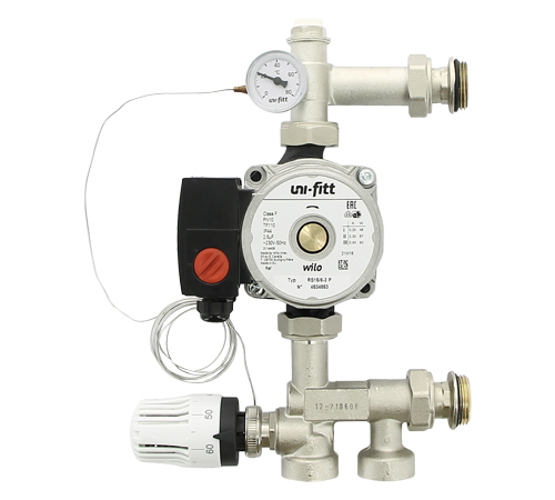 Смесительная группа UNI-FITT SOLOMIX mini c эксцентриком НР и насосом WILO RS