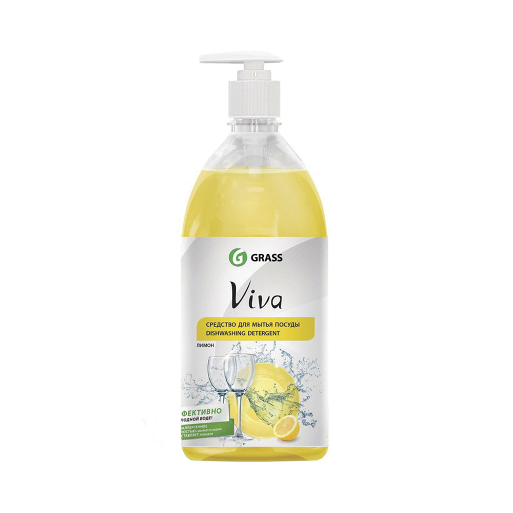 Средство для мытья посуды "viva" 1 л с дозатором (1/6/12) "grass"