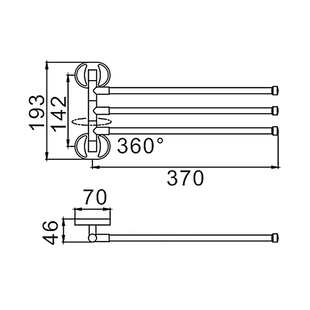 Полотенцедержатель поворотный тройной f1913, хром (1/20/40) "frap"