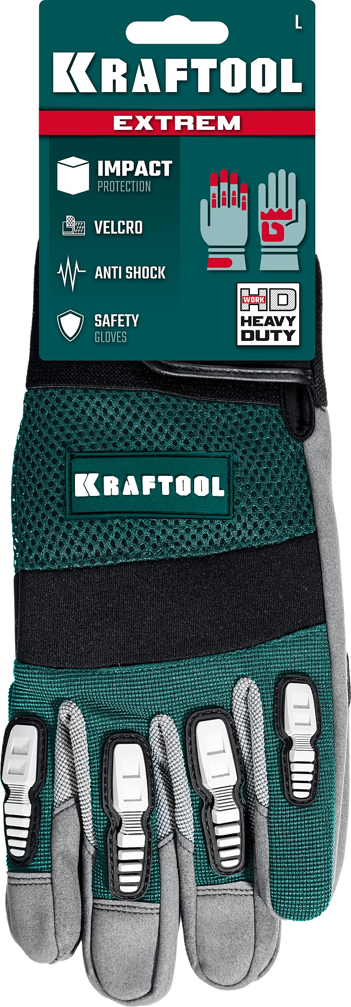 KRAFTOOL EXTREM, L, для тяжелых мех. Работ, антивибрационные, с резиновыми накладками, профессиональные комбинированные перчатки (11287-L)