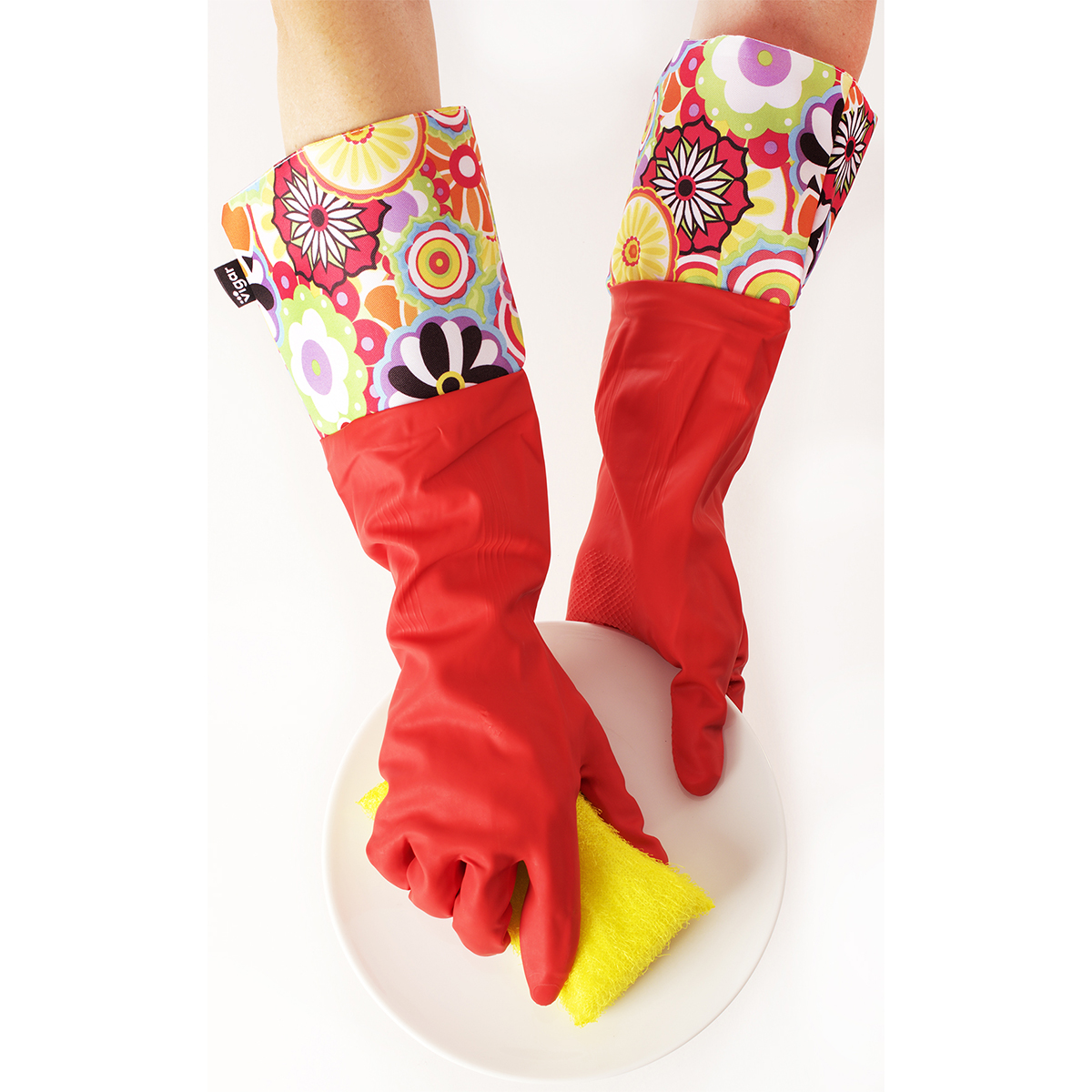 Перчатки резиновые с манжетами "citric red" (1/12) "vigar" 4080