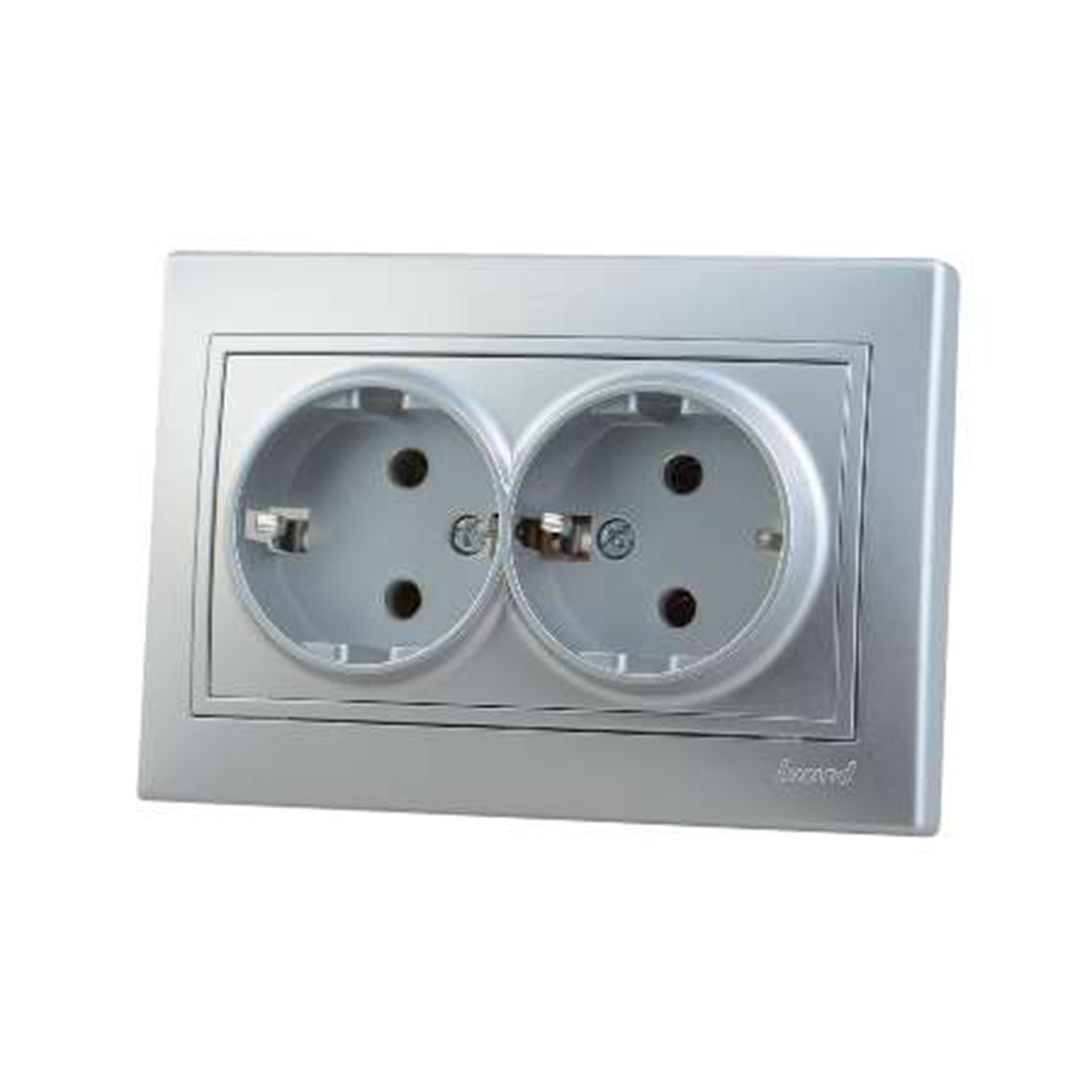 Розетка "mira" 2-х местн. с заземл. (керамика) серый металлик (1/10/120) "lezard" 701-1010-127