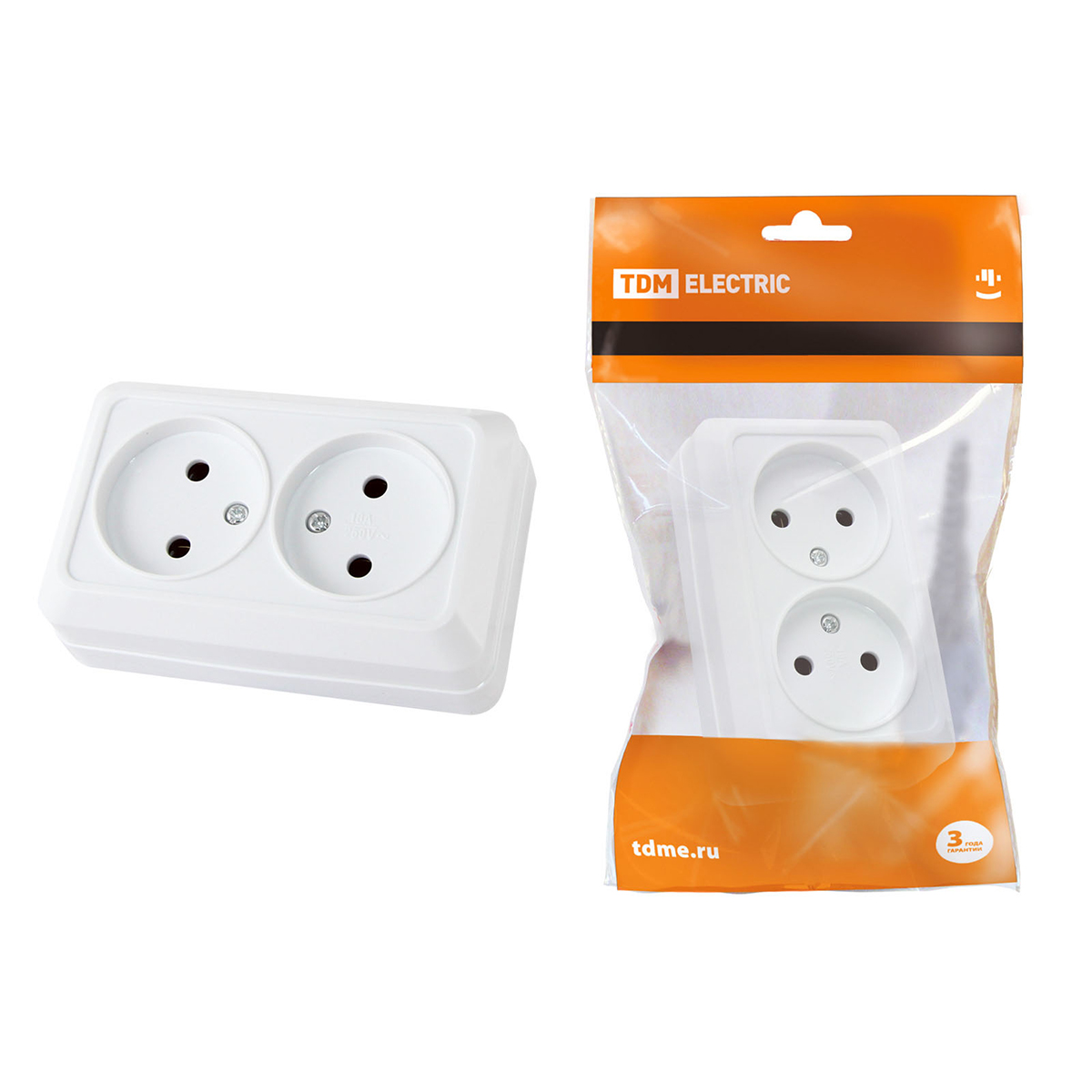 Розетка двойная открыт. уст. 10а 250в ip20 (керам) "ладога" белая (1/10/200) tdm sq1801-0112