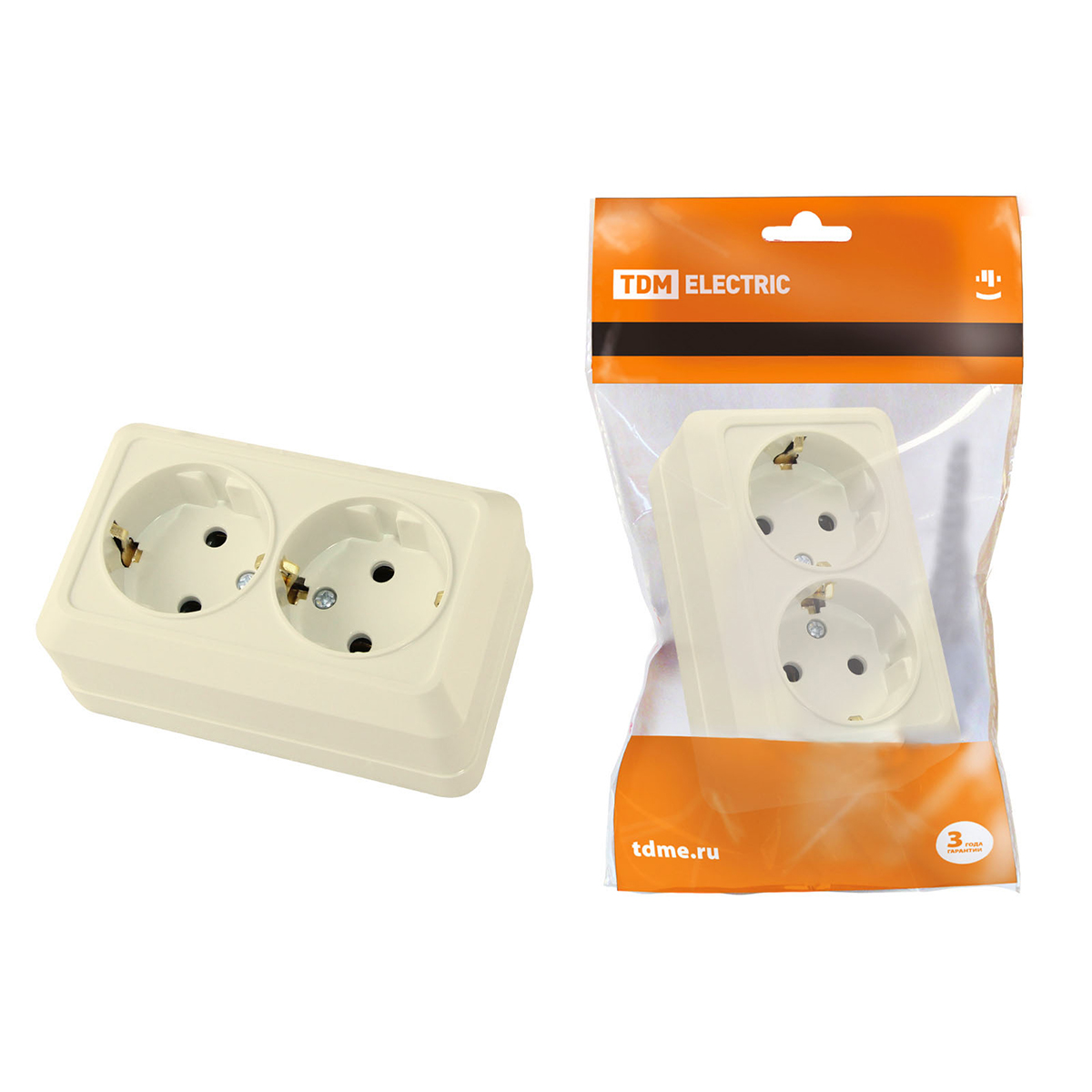 Розетка двойная с заземл. откр. уст. 16а 250в ip20 (керам.) "ладога" сл.кость (1/10/200) sq1801-0213