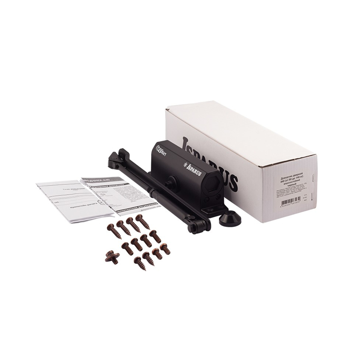 Доводчик дверной  440 isparus черный (масса двери 80-140 кг) (1/10) "нора-м"