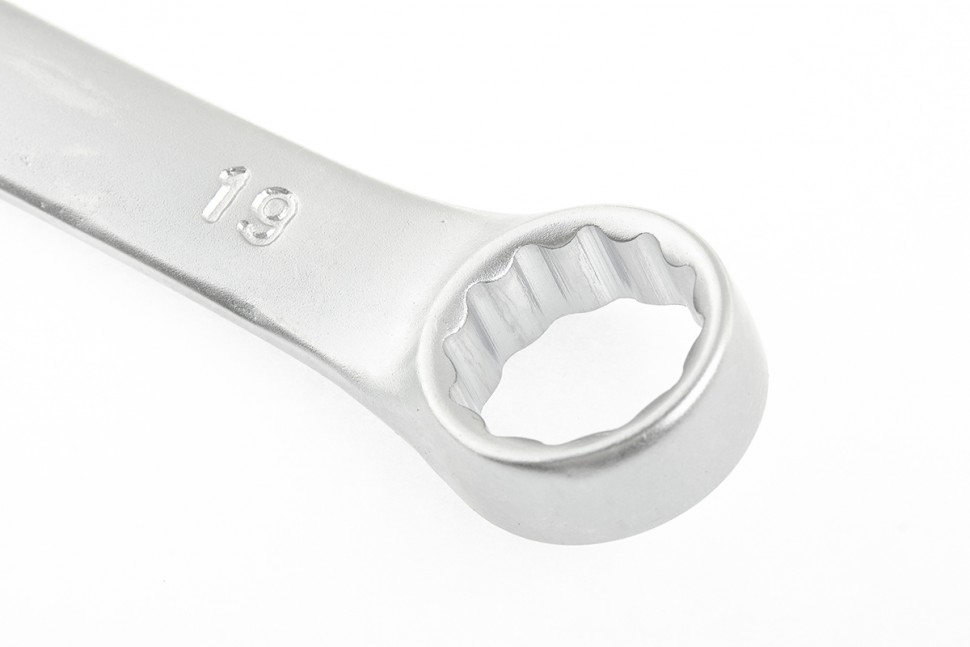 Ключ комбинированный, 19 мм, CrV, матовый хром Stels (15214)