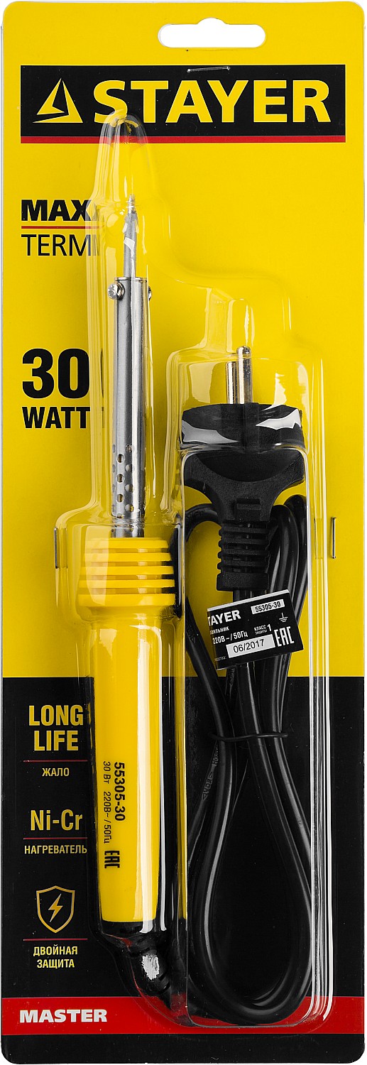 STAYER MAXTerm, 30 Вт, конус, электропаяльник с пластиковой рукояткой (55305-30)