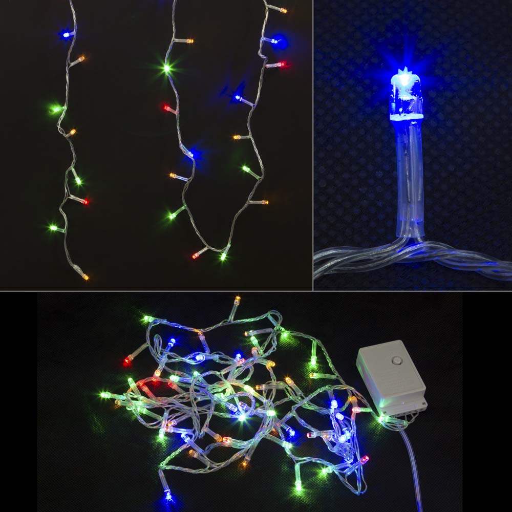 Электрогирлянда 3 м, 8 реж., многоцв., прозрачн. шнур (1/36) led60-3-mc "волшебная страна"