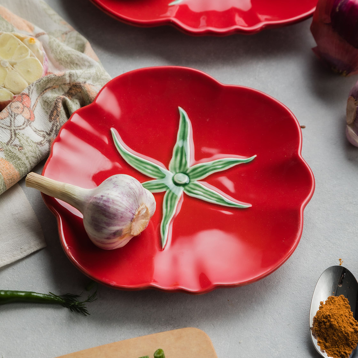Тарелка обеденная "томат" 21 см, керамика (1/4) "bordallo pinheiro" bor65022234