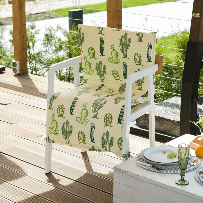 Подушка на уличное кресло "кактусы" 50*100 см (1/8) "этель" 4264644