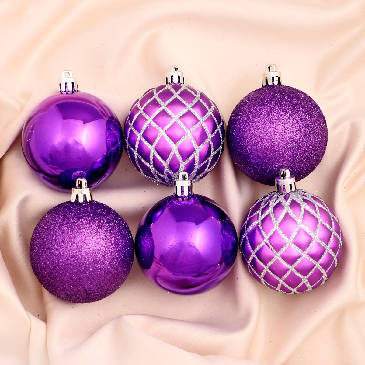 Шары новогодние d-6 см (набор 12 шт.) "ларго" фиолетовый  "зимнее волшебство"  4941738