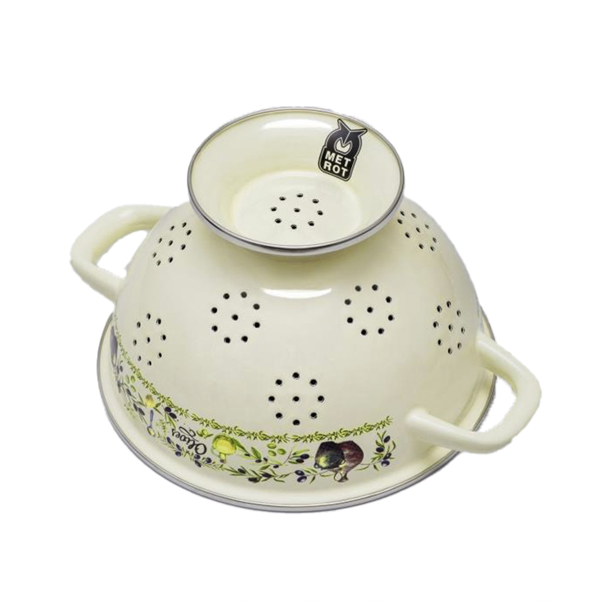 Дуршлаг эмалиров. "олива" 2,5 л на ножке, с двумя ручками (1/6) "metrot"