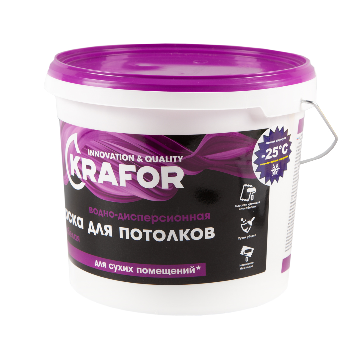 Краска в/д  для потолков супербелая  6,5 кг (1) "krafor"   (фиолет.)