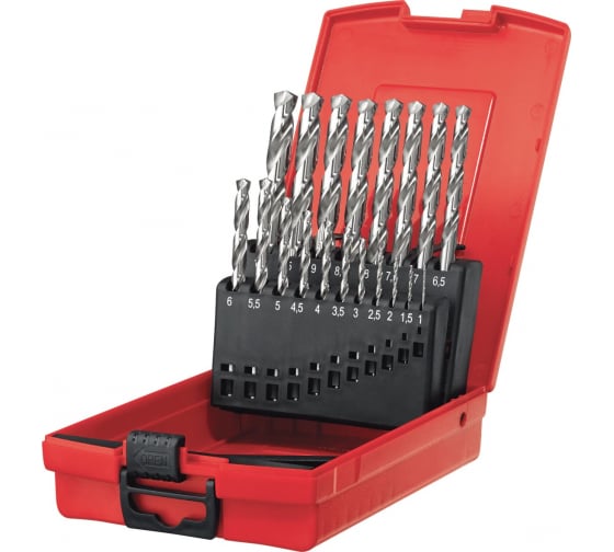 НАБОР СВЕРЛ ИЗ БЫСТРОРЕЖУЩЕЙ ПРОЧНОЙ СТАЛИ HILTI HSS 1-10 (19 ШТ.) 304938