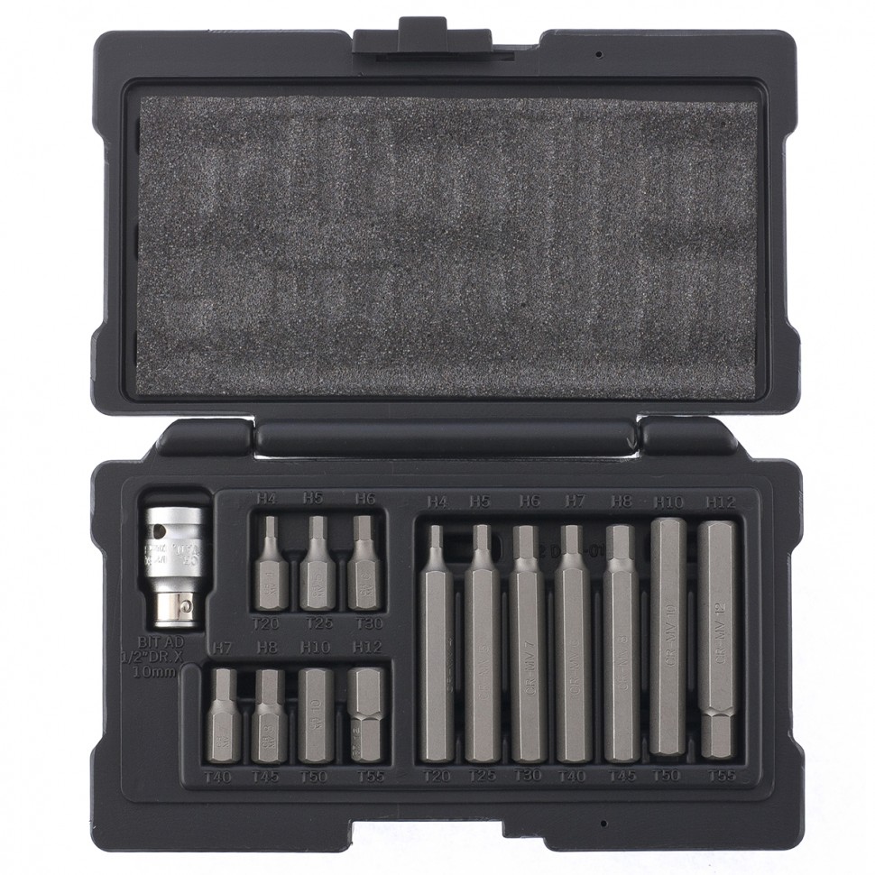 Набор бит HEX, хвостовик-шестигранник 1/2, CrV, 10 мм, 15 предметов Stels (11313)