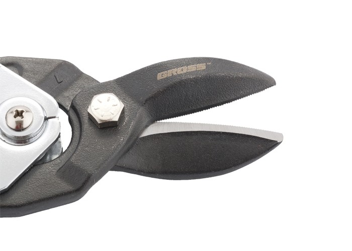 Ножницы по металлу"Piranha"усиленные, 255 мм, прямой рез, сталь СrMo, двухкомпонентные рукоятки Gross (78347)