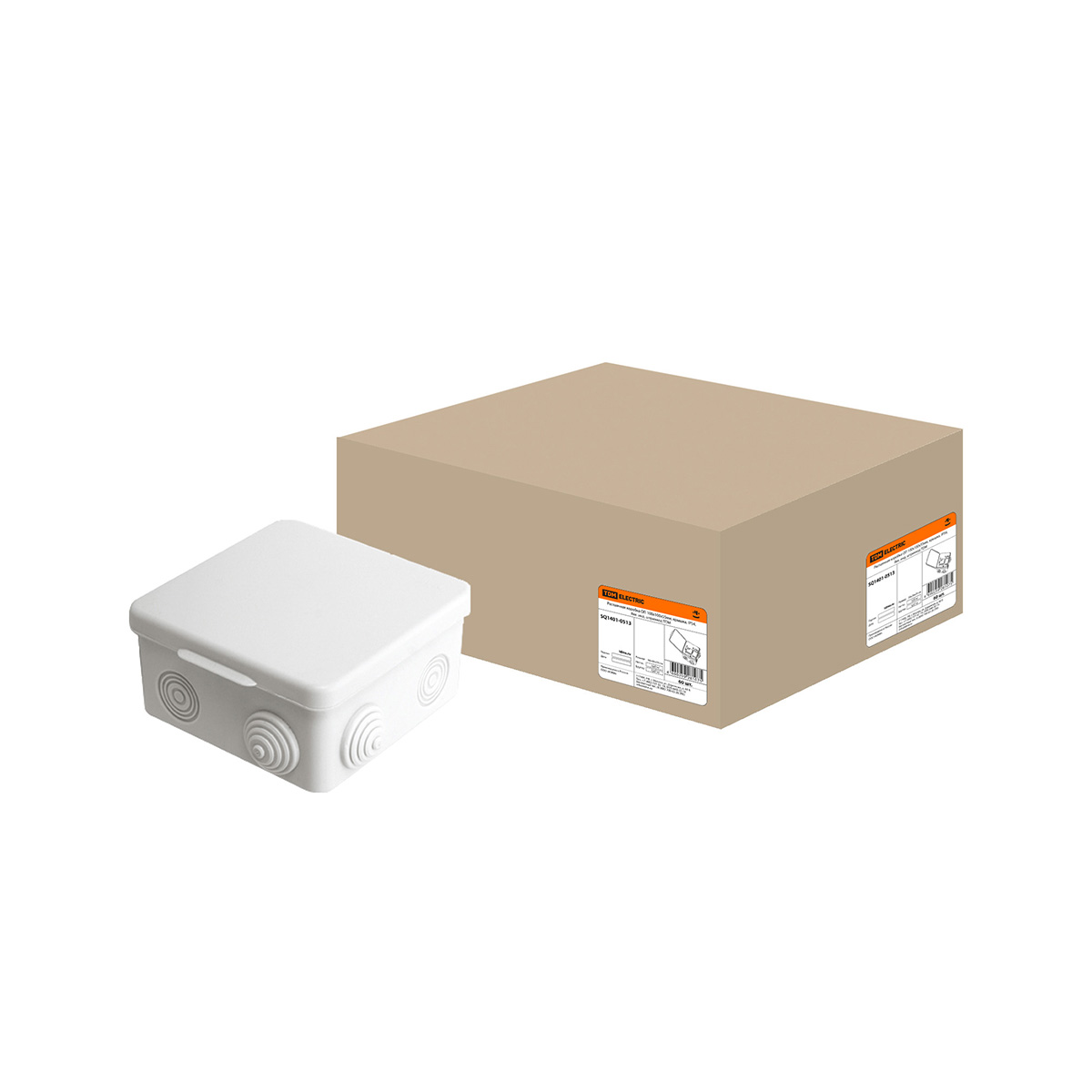 Коробка распаячная открыт. уст. оп 100*100*55 мм, ip54, с крышкой (8 вводов) (1/60) tdm sq1401-0513